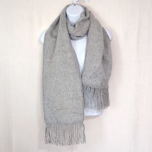 Vintage Alpaca Camargo Scarf Grey Fringe Rectangle